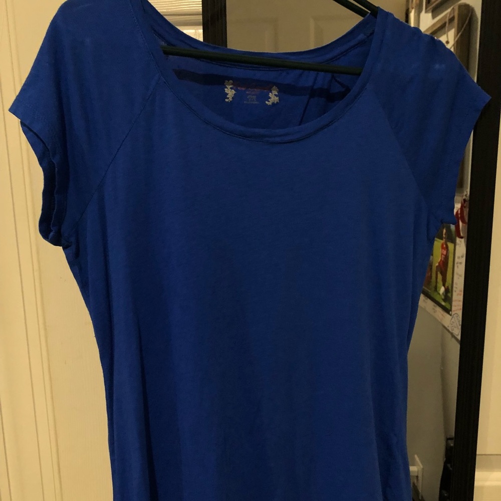 Plain blue shirt slightly worn